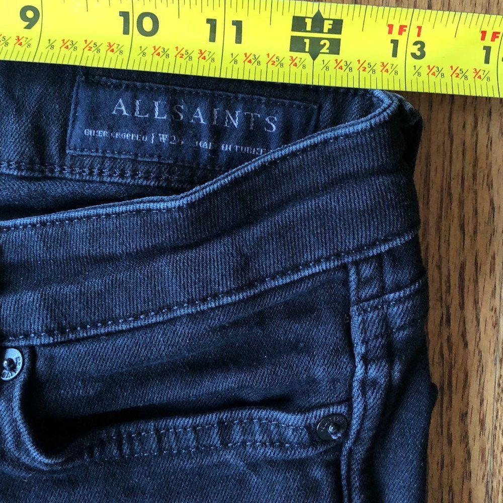 ALLSAINTS Black Biker Skinny Cropped Denim Jeans Women's Size 26 - Picture 4 of 6